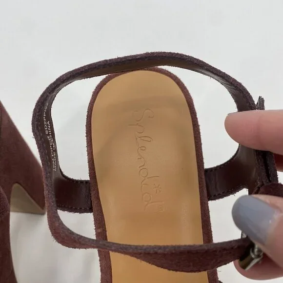 Splendid Womens Size 10 Piper Suede Platform Heeled Sandals Raisin Strappy Boho - Picture 8 of 13